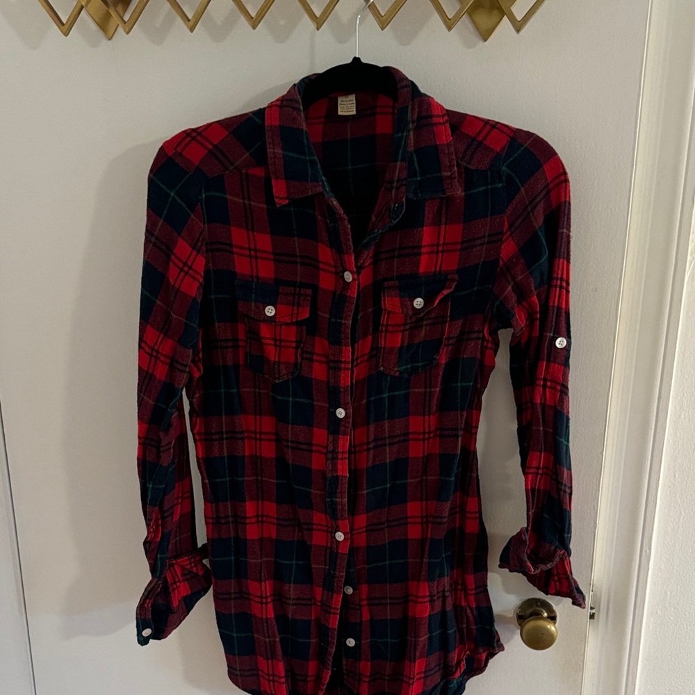 Fun & Flirt Red and Blue Plaid Button Down Shirt